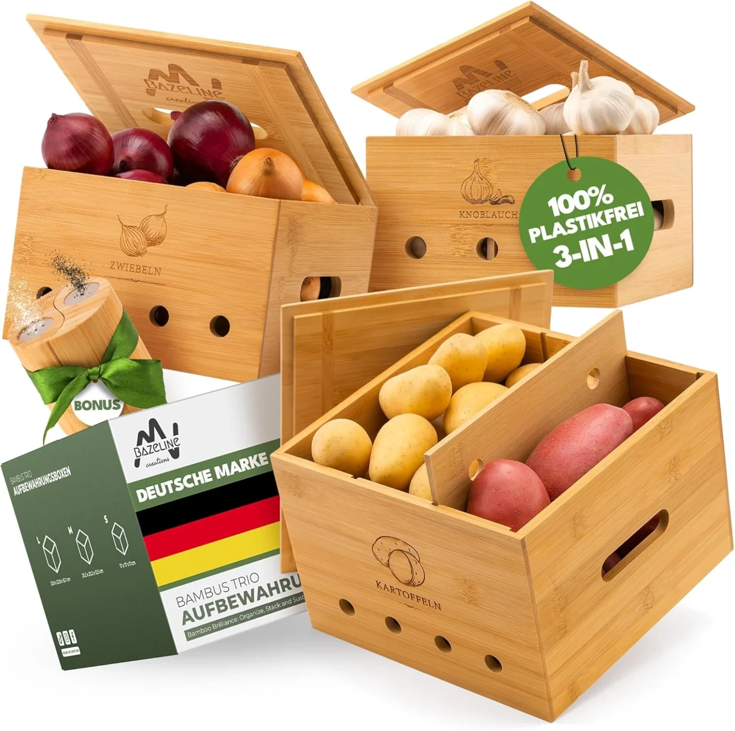 Bazeline Creations Bambus-Aufbewahrungsboxen